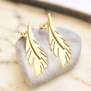 NEW 14K yellow gold plated boho leaf drop earrings jewelry B19A